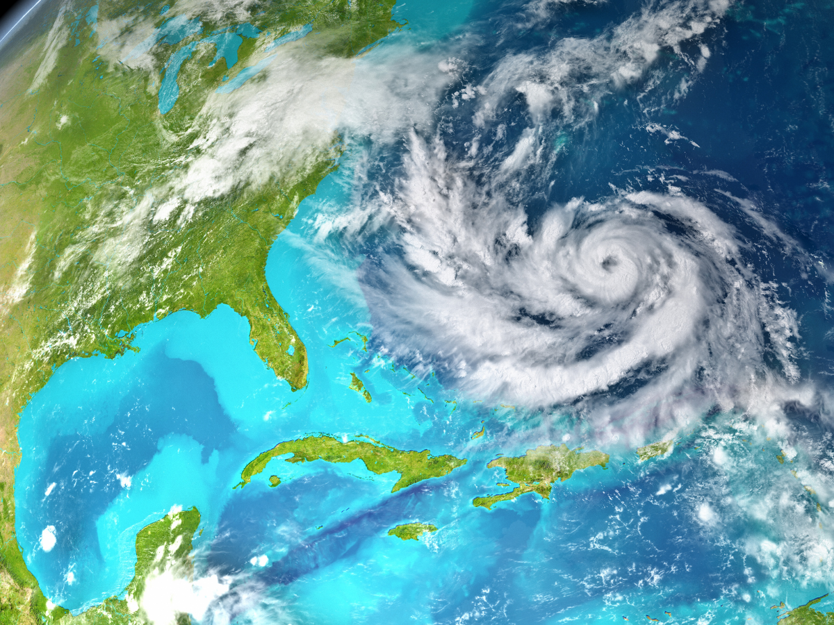 Hurricane approaching US from Atlantic ocean