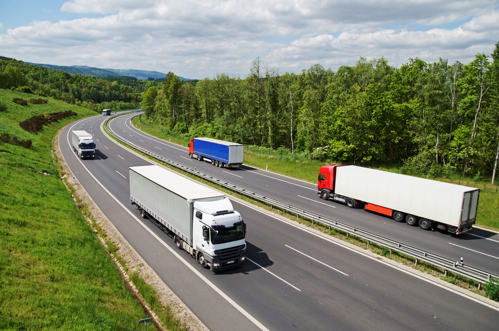 trucks on a highway