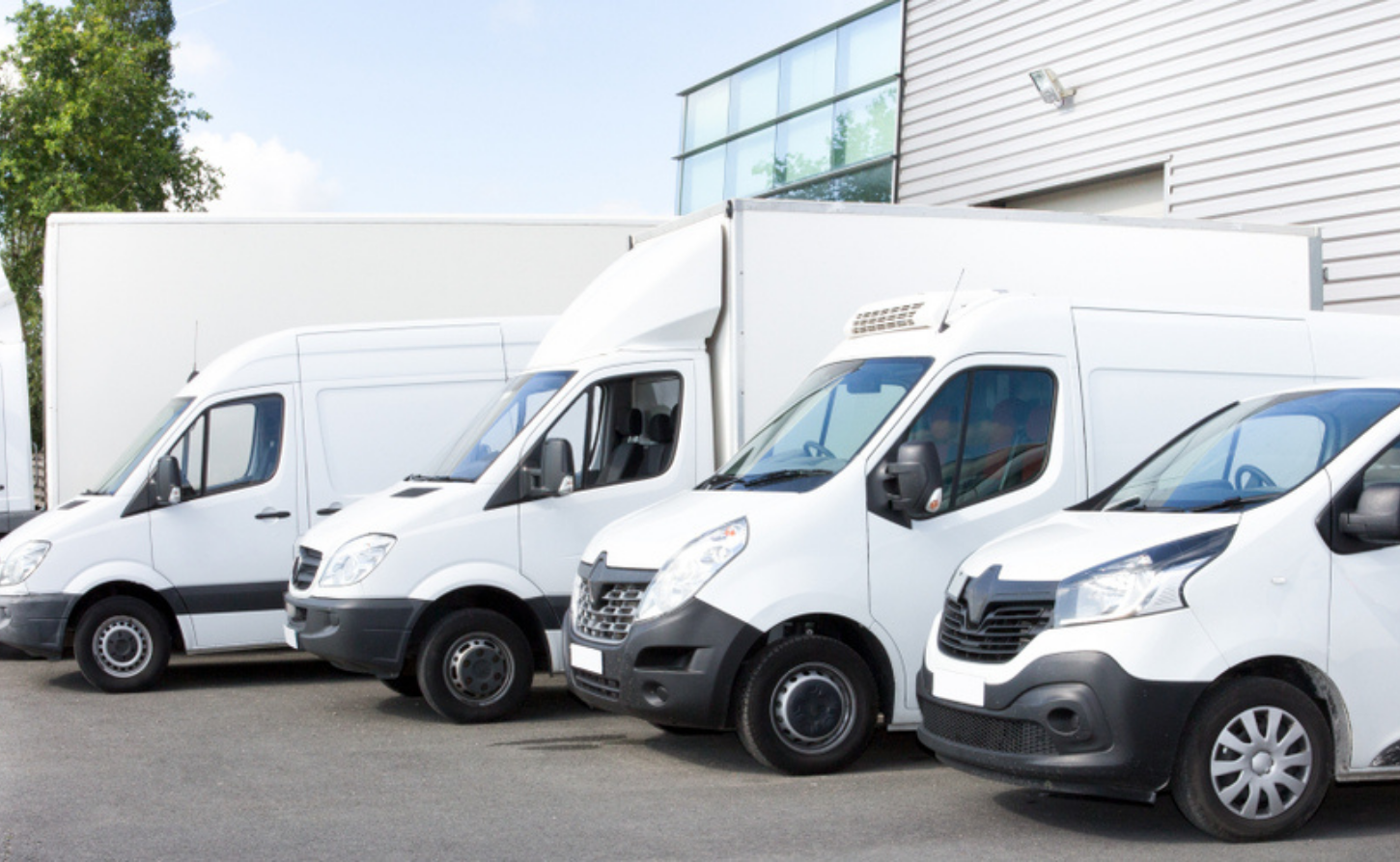commercial vehicles lined up