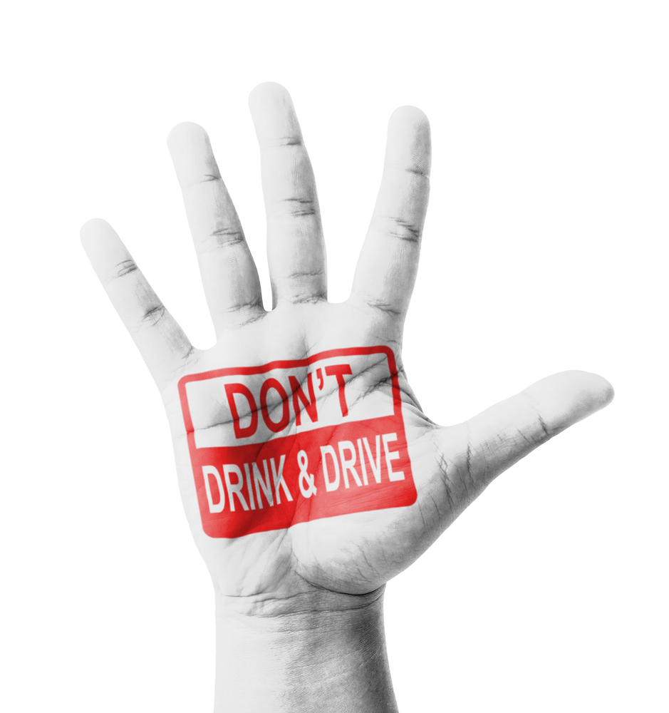 hand stamped with "Don't drink and drive"